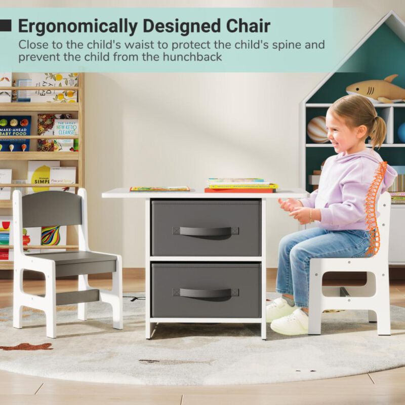 Hivvago KidsÂ TableÂ andÂ 2Â ChairsÂ Set RemovableÂ StorageÂ Drawers