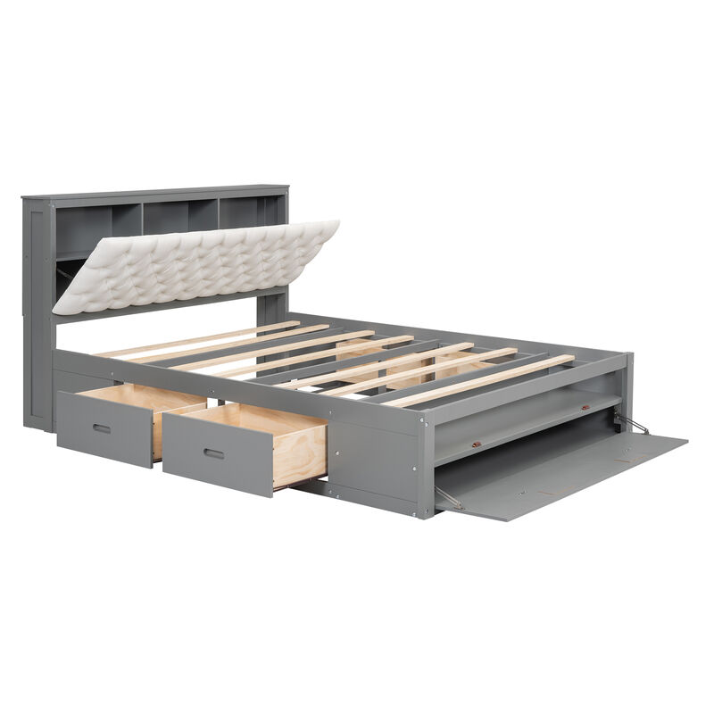 Merax Platform Bed with Storage Headboard