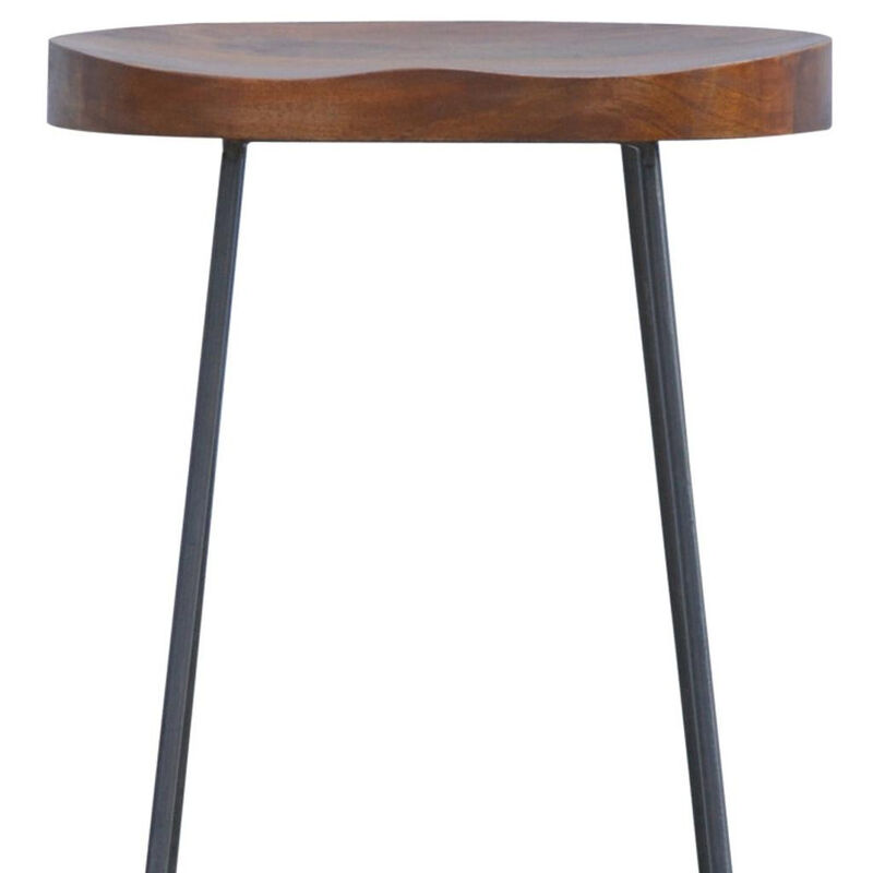 HomeRoots 30" Brown and Black Solid Wood and Iron Bar Height Bar Chair image number 4