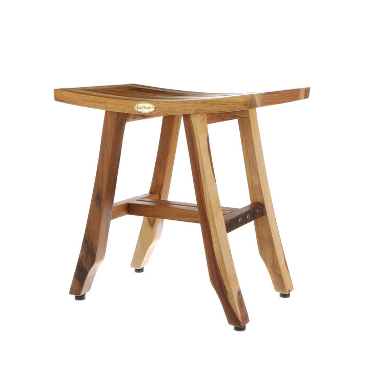 EcoDecors 18 Inch Satori Natural Teak Waterproof Teak Wood Shower Bench
