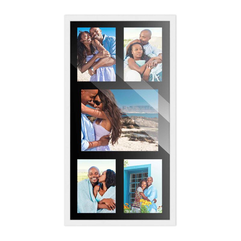 12x24.5 Wood Collage Frame with a Black Mat for 8x10 & 5x7 Pictures