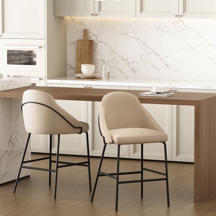 Gracie Counter Stools in Tan and Black (Set of 2)