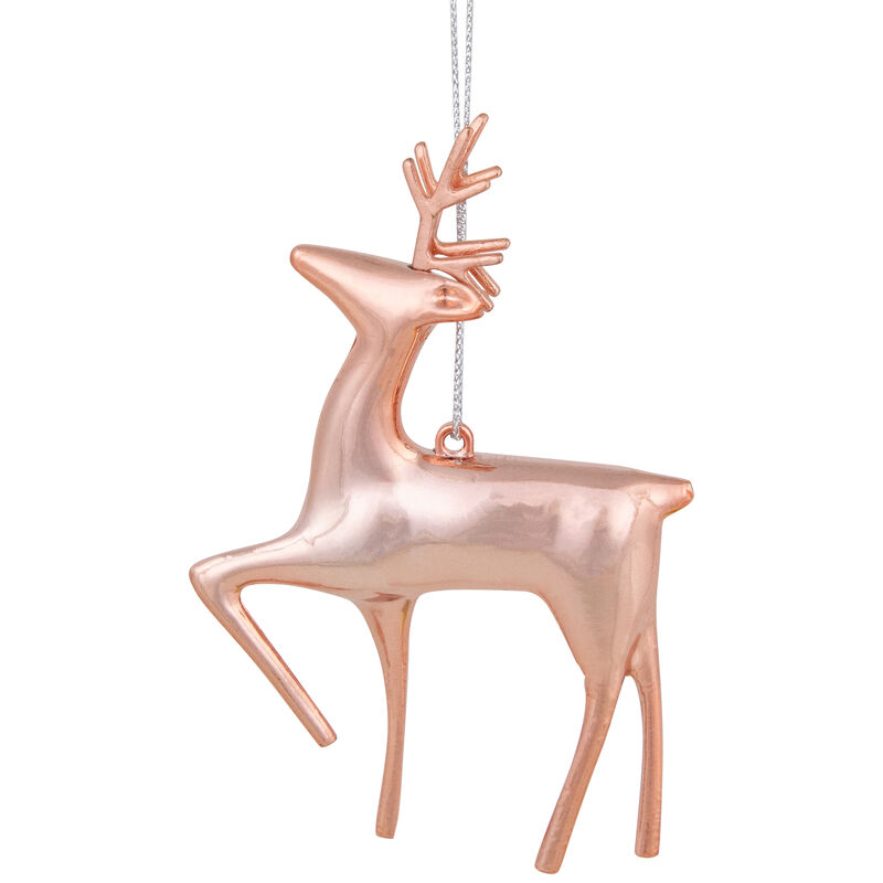 4.75" Shiny Rose Gold Reindeer Christmas Tree Ornament image number 0