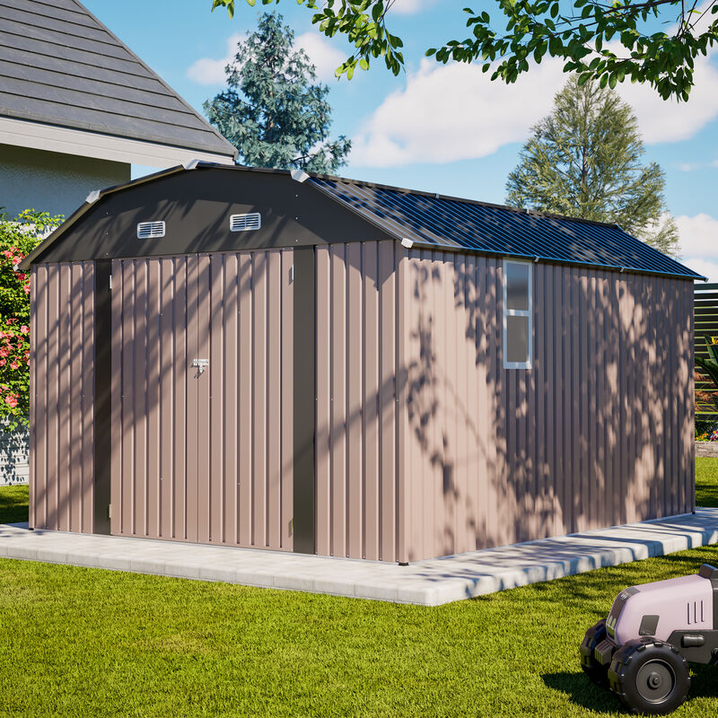 Metal Outdoor Storage Shed with Floor Frame Kit Tool Shed Heavy Duty image number 1