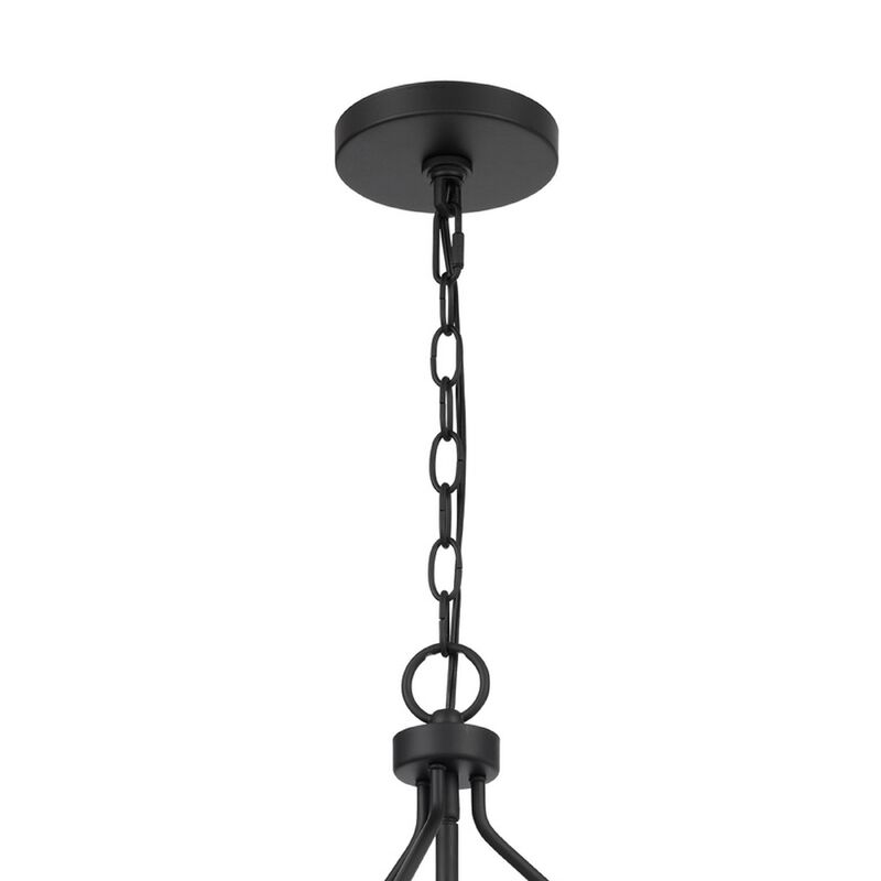 6 Light Chandelier, Caged Round Oval, Glass Shades, Black Metal 24 Inch image number 5