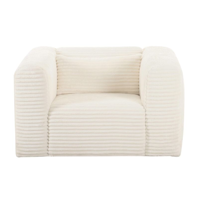 Casafoyer Tarra Fluffy Oversized Cream Corduroy Armchair image number 2