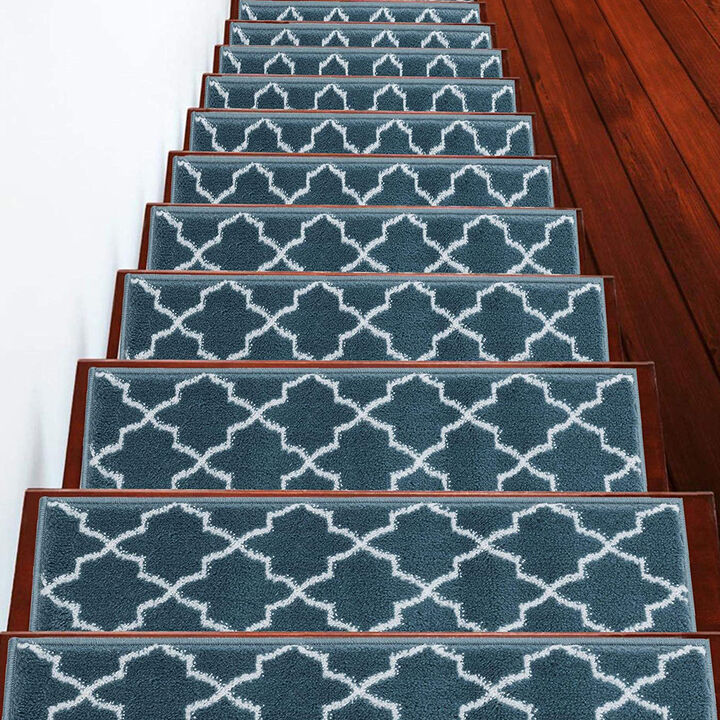 SUSSEXHOME Carpet Stair Treads Easy to Install with Double Adhesive Tape - Safe, 9" X 28" - Teal 
