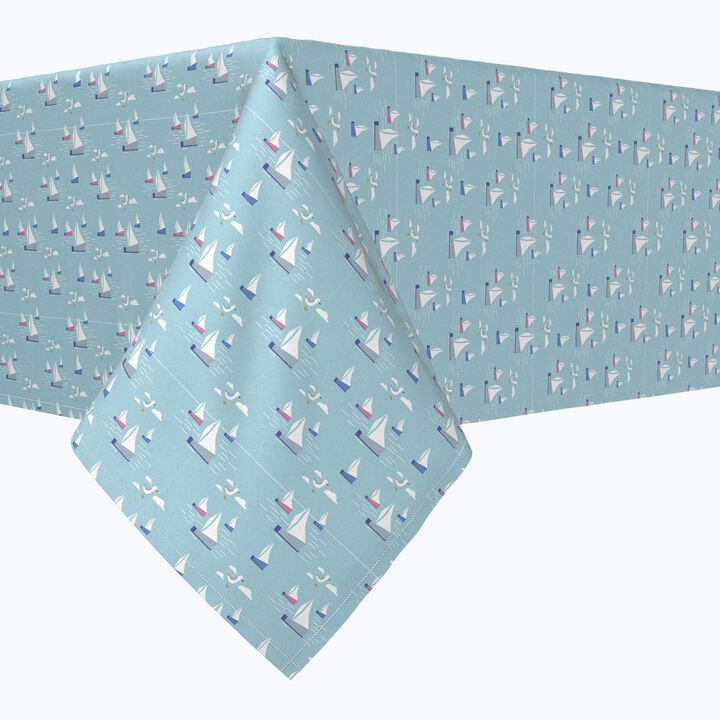 Fabric Textile Products, Inc. Square Tablecloth, 100% Polyester, Summertime Seagulls & Sailboats