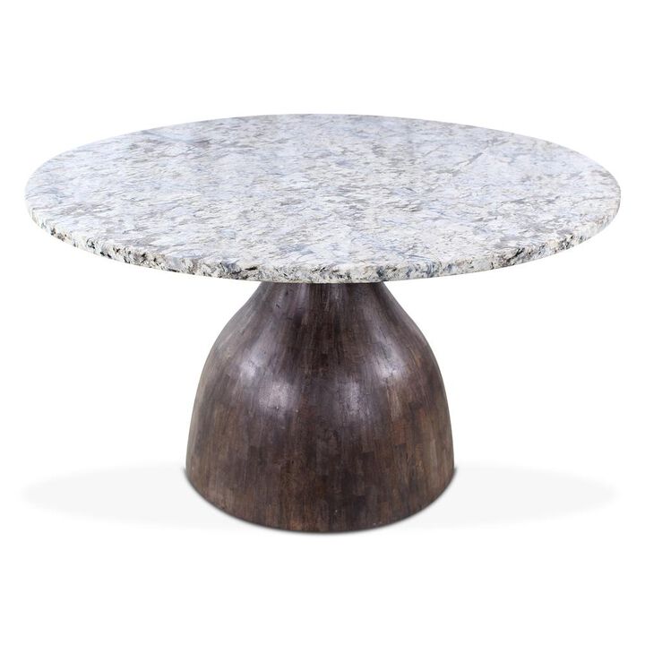 World Interiors Fargo 54" Dining Table in Alaska White Marble with Blackwash Base