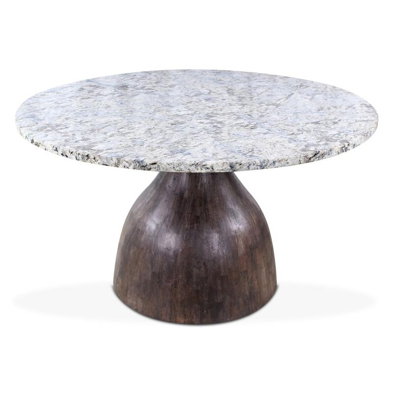 World Interiors Fargo 54" Dining Table in Alaska White Marble with Blackwash Base image number 1