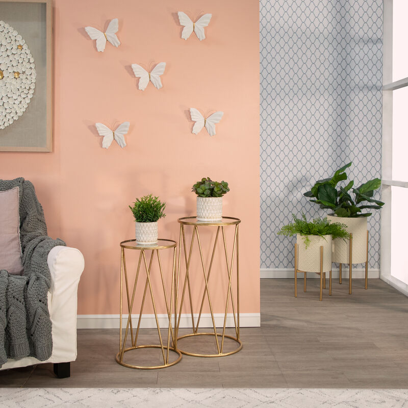 Teardrop Planters with Saucer, White Set