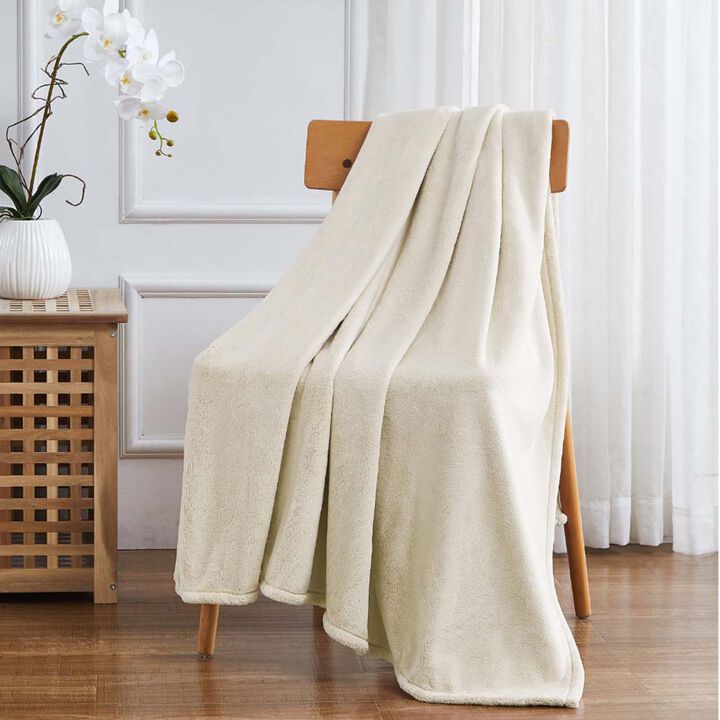 RT Designers Collection Morgan Perfect for Afternoon Naps or Home Decor Solid Matte Fleece Throw 50"x70" Beige