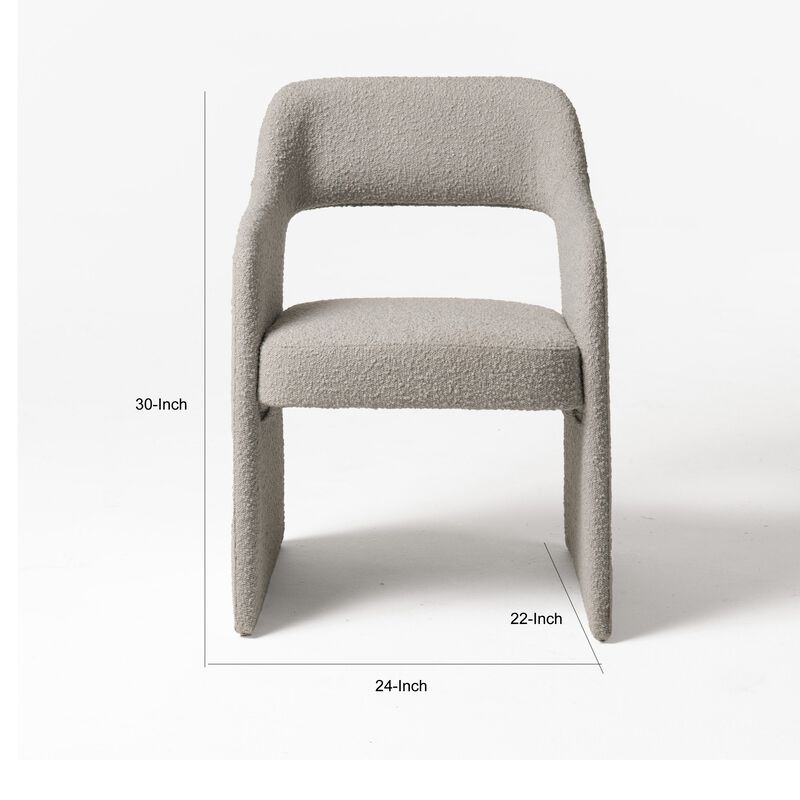 Cid Bistro 24 Inch Dining Chair, Light Gray Polyester, Cushions, Solid Wood - Benzara image number 5