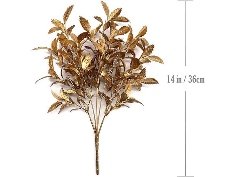 4 Pack Gold Artificial Grass Stems Outdoor Garden Porch Decor image number 2