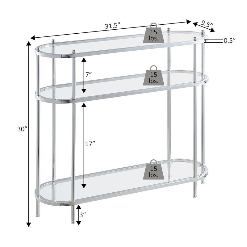 Convenience Concepts Royal Crest 3 Tier Glass Oval Entryway Hall Table