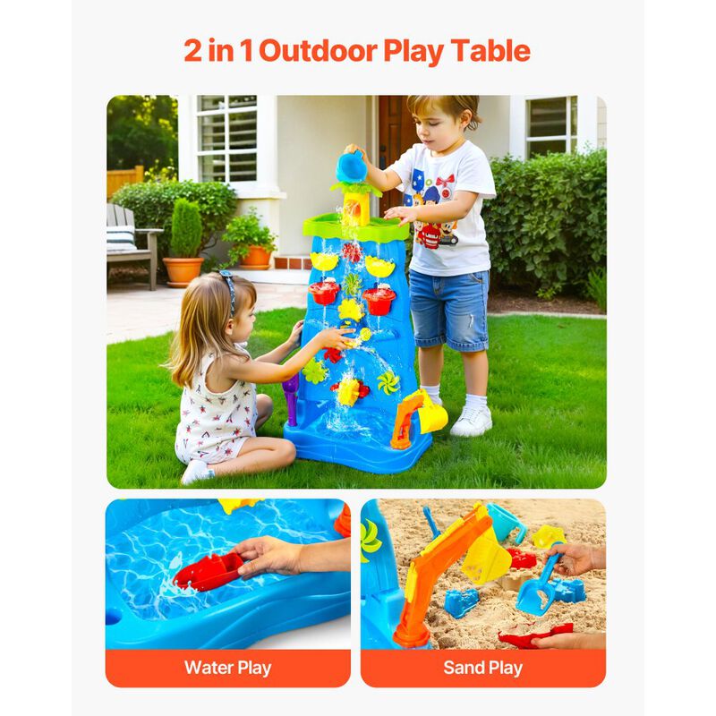 Kids Sand and Water Table, Double-Sided Sensory Activity Table with Accessories image number 7