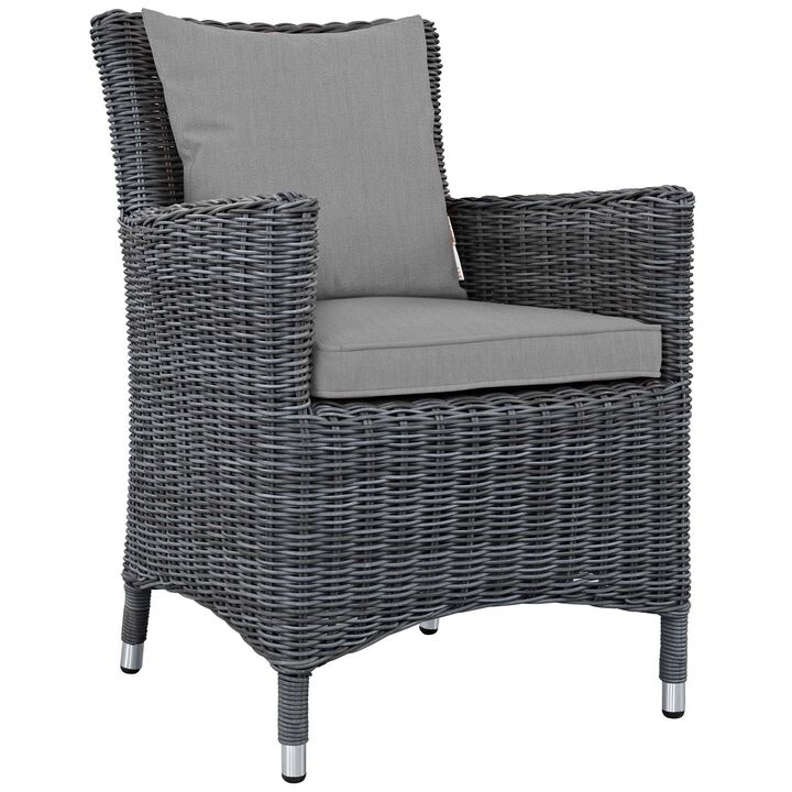 Modway EEI-2314-GRY-RED-SET Summon 4 Piece Outdoor Patio Sunbrella Dining Set in Canvas Gray