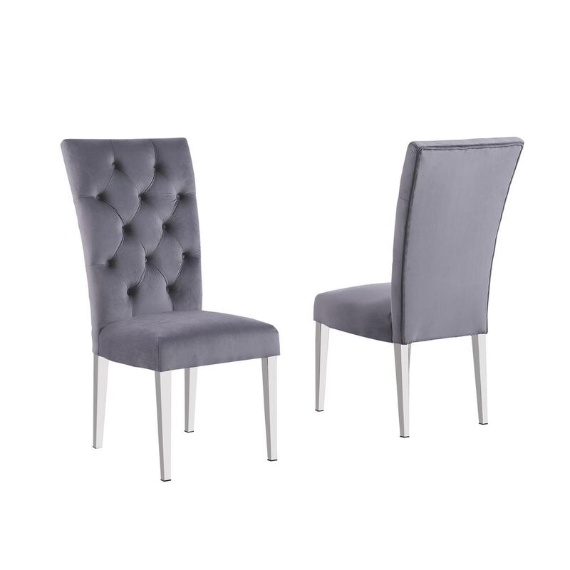 Best Master Furniture Layla Modern Velvet Upholstered Side Chairs In Gray (Set Of 2)