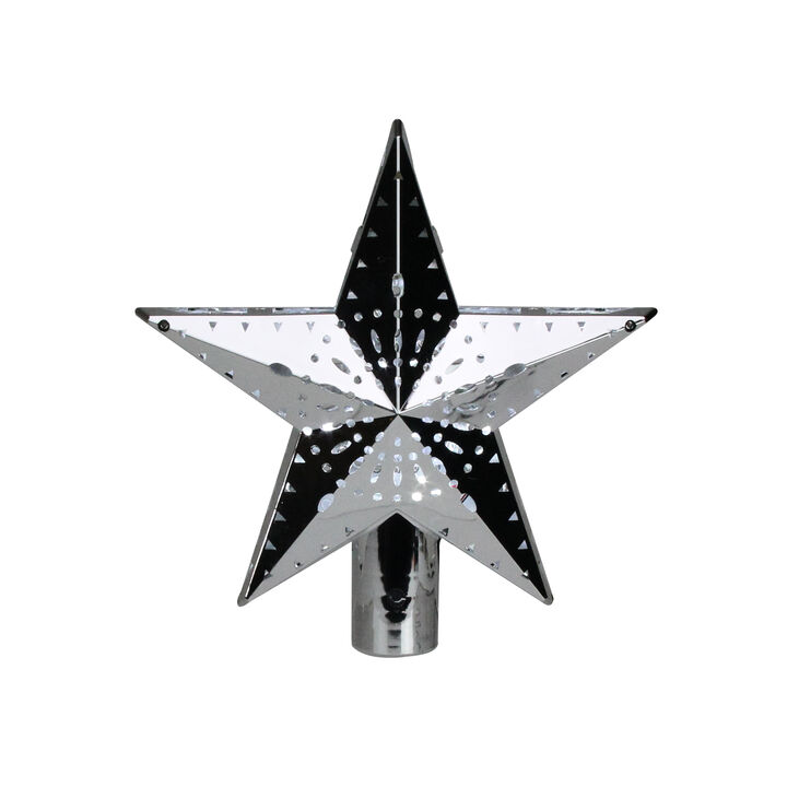 11.5" Lighted Silver Kaleidoscope Star Christmas Tree Topper - Cool White Lights