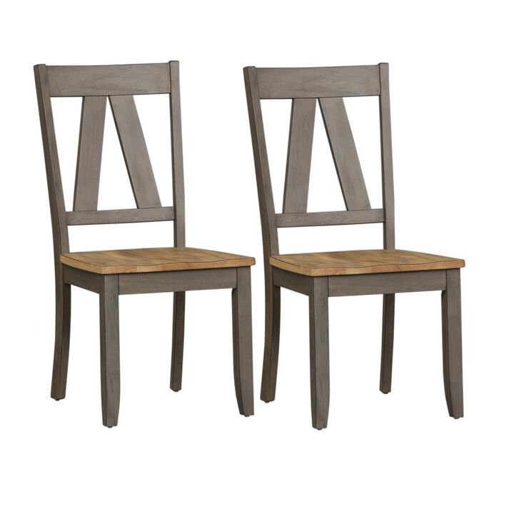 Liberty Furniture Lindsey Farm Splat Back Side Chair (RTA)-Set of 2 in Gray