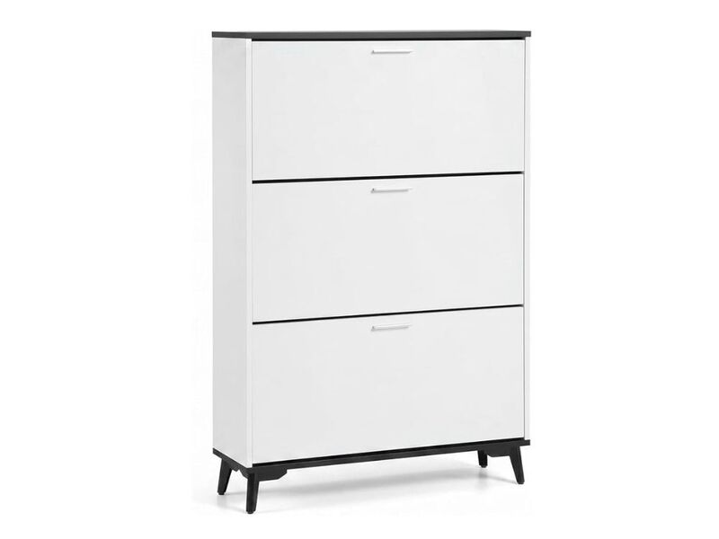 Slim Entryway Shoe Storage Cabinet Flip Drawer White 3 Drawers image number 0