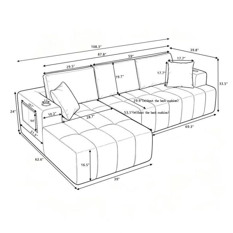 Blufji Modular L-Shaped Sectional Sofa image number 9