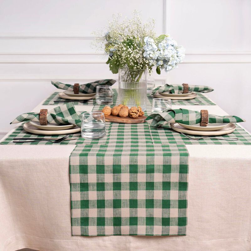 Christmas Linen Table Runner - Morgan Check, Solino Home
