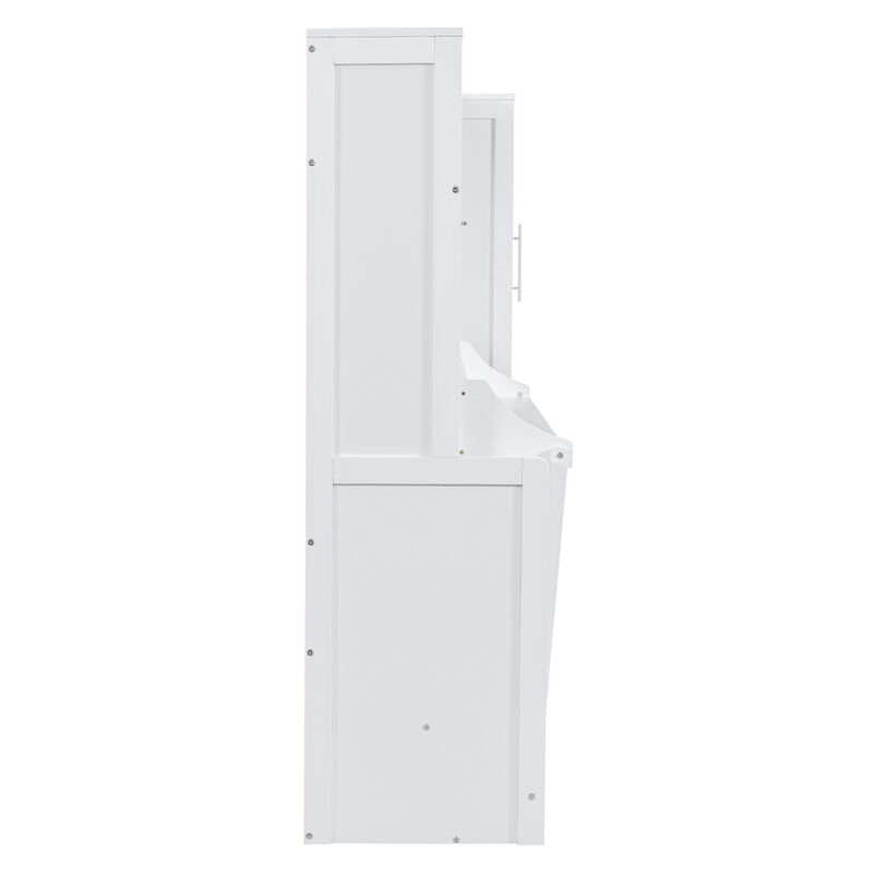 Whisen Modern Design Full Size Murphy Bed Wall Bed with Closet and Drawers - White