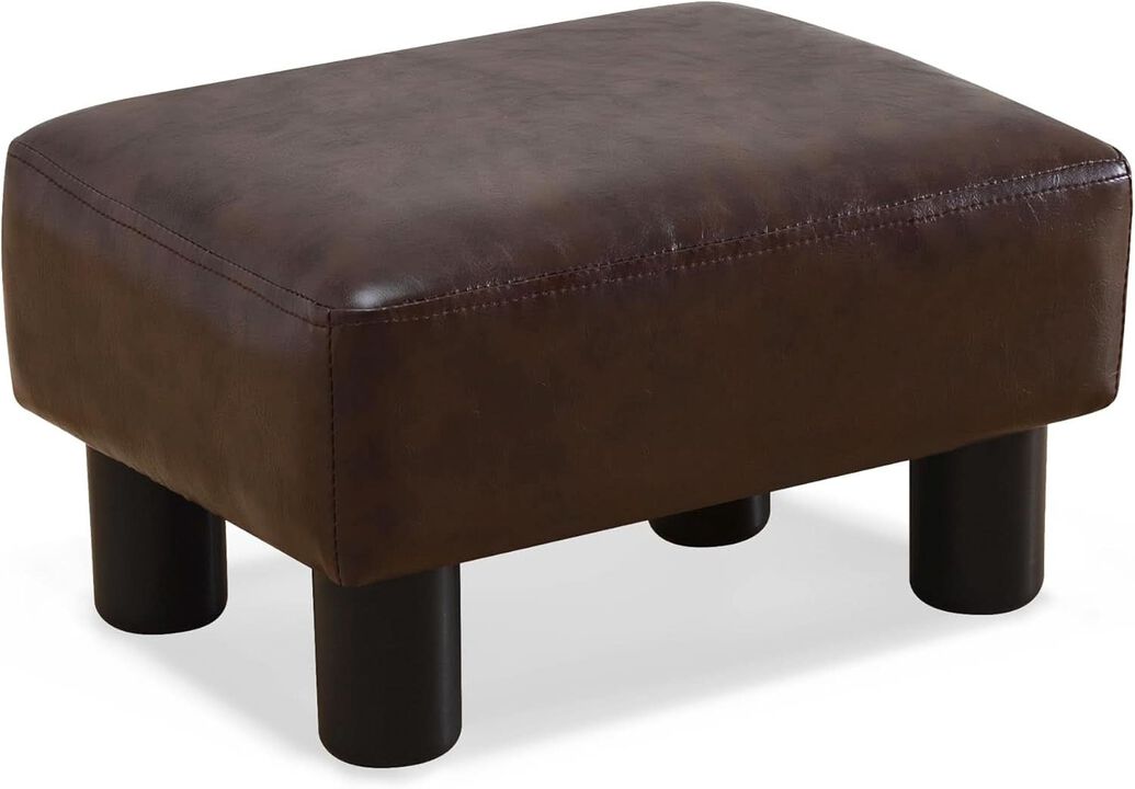 ShipItFurniture Espresso Brown PU Leather Small Rectangle Footstool