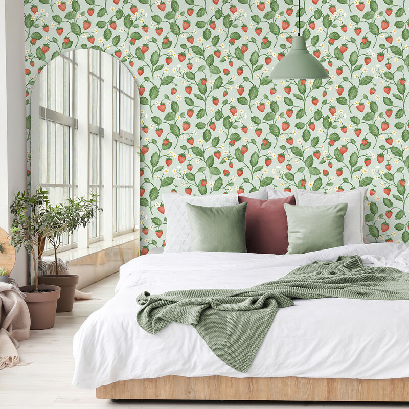 Maxine Seafoam Strawberry Fields Wallpaper image number 3