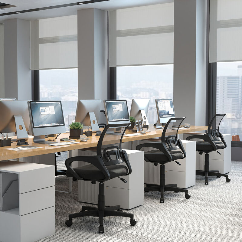 Comfortable Mid-Back Desk Chair with Mesh Back and Lumbar Support-Black image number 6