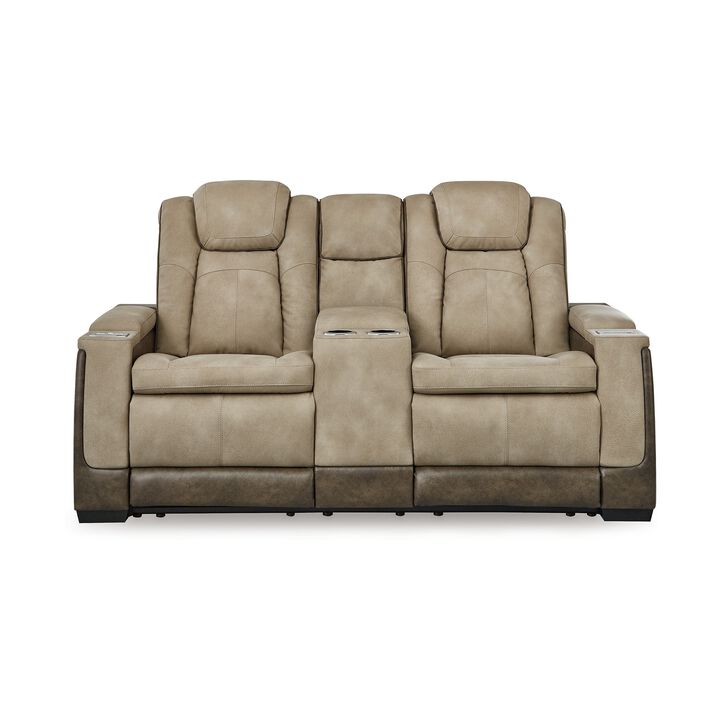 Corbin Power Reclining Loveseat, 75 Inch, Brown Faux Leather, USB Port