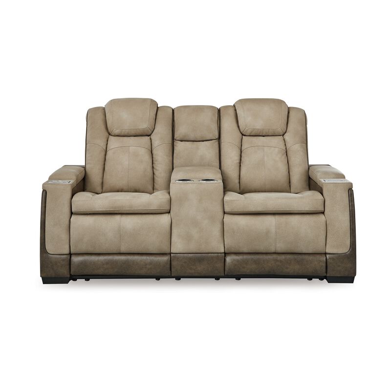 Corbin Power Reclining Loveseat, 75 Inch, Brown Faux Leather, USB Port
