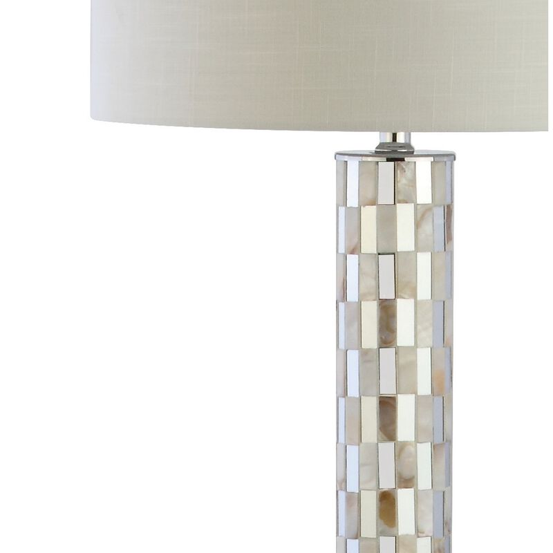 Liam 63.5" Seashell Mosaic LED Floor Lamp, Cream