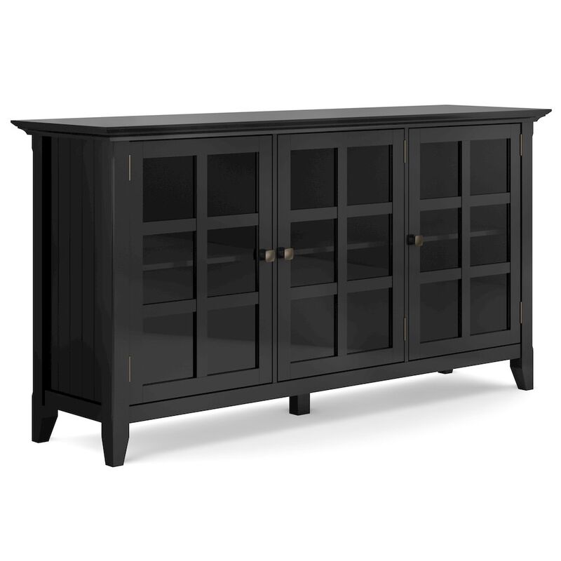 Simpli Home Acadian Solid Wood Wide Storage Cabinet In Black