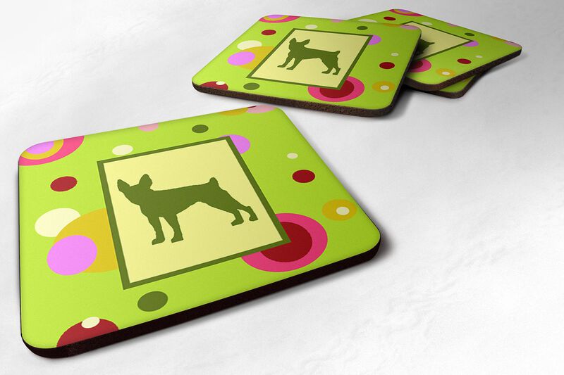 Caroline's Treasures CK1085FC Fox Terrier Foam Coasters (Set of 4), 3.5 H x 3.5 W, Multicolor