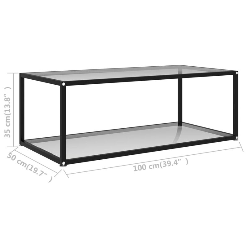 imasay Coffee Table Transparent 39.4"x19.7"x13.8" Tempered Glass