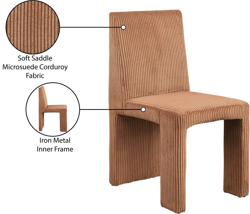 Meridian Furniture Benson Saddle Microsuede Corduroy Fabric Dining Chair, Set of 2