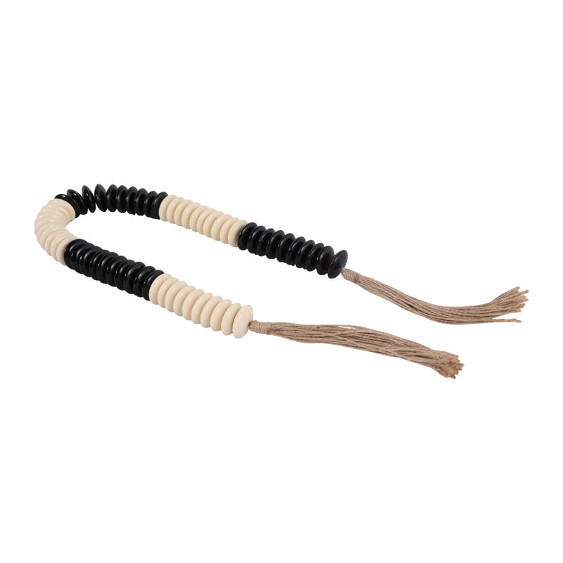 42x1.25" Slim Round Bead Garland, Ivory/black image number 1