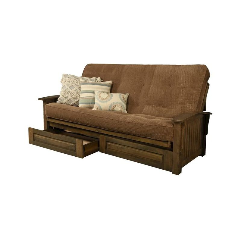 Washington Queen Frame-Rustic Walnut Finish-Marmont Mocha Mattress-Storage Drawers image number 0