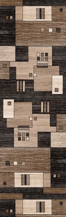 Montage Modern Geometric Checkered Brown Beige Indoor Area Rug