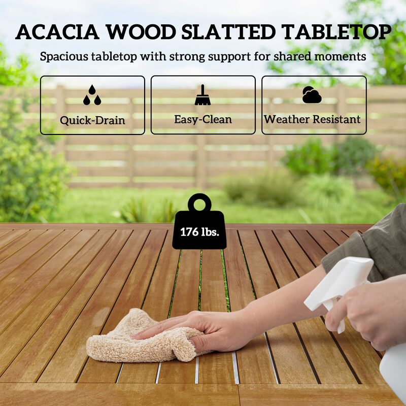 Hivvago Outdoor Patio Table and Chairs Set 4 Acacia Wood Seats image number 3