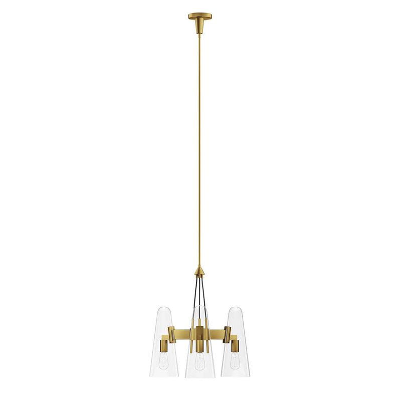 Beacon 3-Light Pendant Light in Clear Satin Brass image number 1