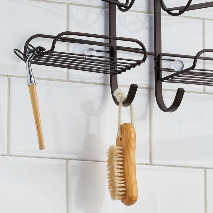 mDesign Hanging Metal Shower Caddy - Bottle Organizer Shelf for Shower - Bronze