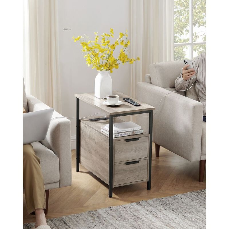 Side Table with Charging Station for Convenient Power Access and Modern Design