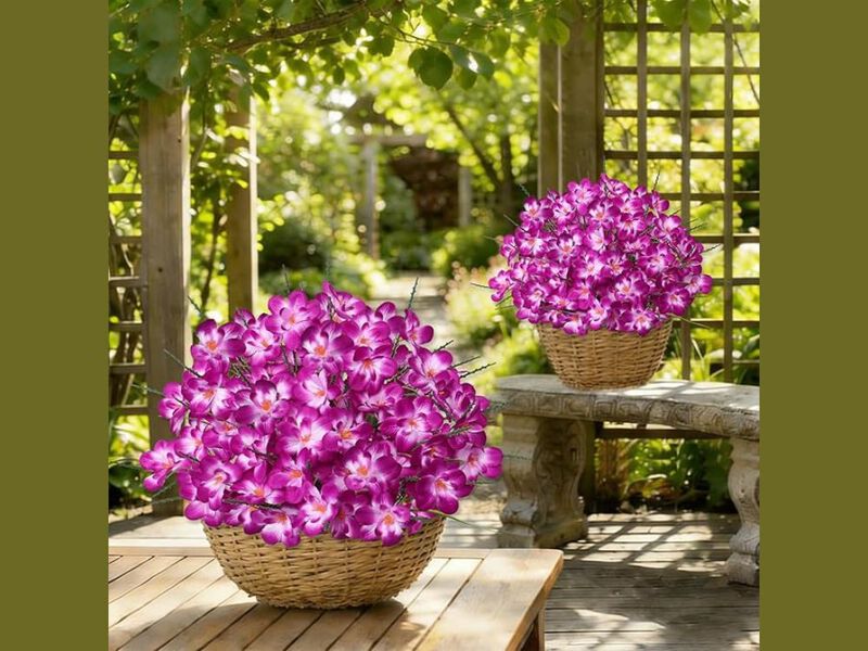 6 Bundle Fuchsia Artificial Outdoor Plants UV Resistant Vase Filler image number 1