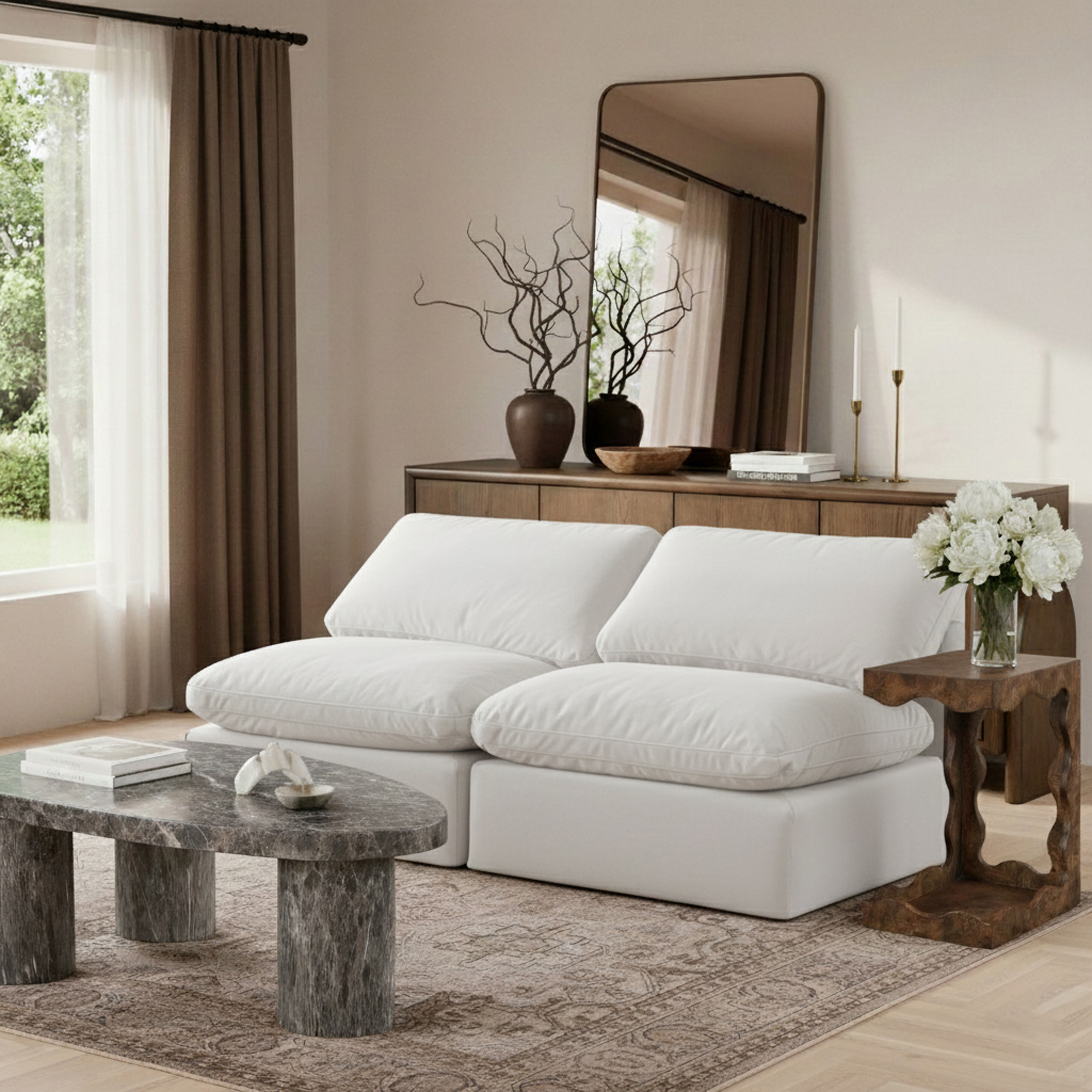 Meridian Furniture Indulge Cream Velvet 70