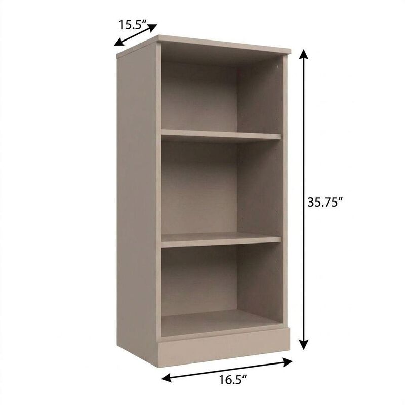 HomeRoots Solid Wood Adjustable Three Tier Library Bookcase image number 4