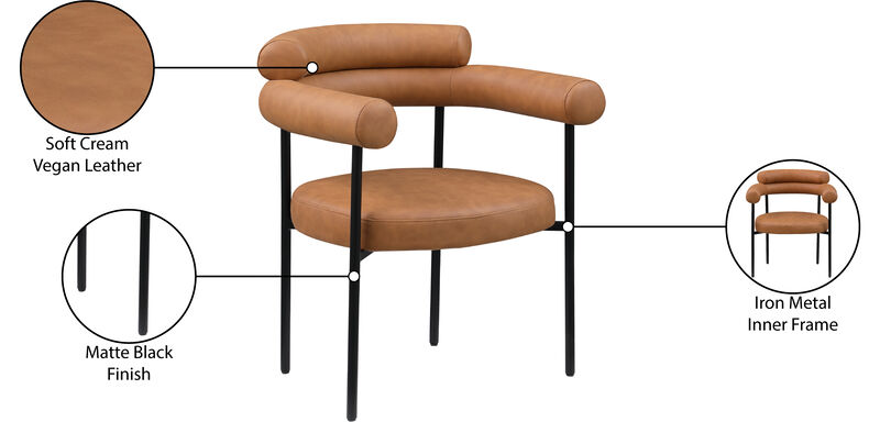 Meridian Furniture Blake Cognac Vegan Leather Dining Chair, Set of 2 image number 9