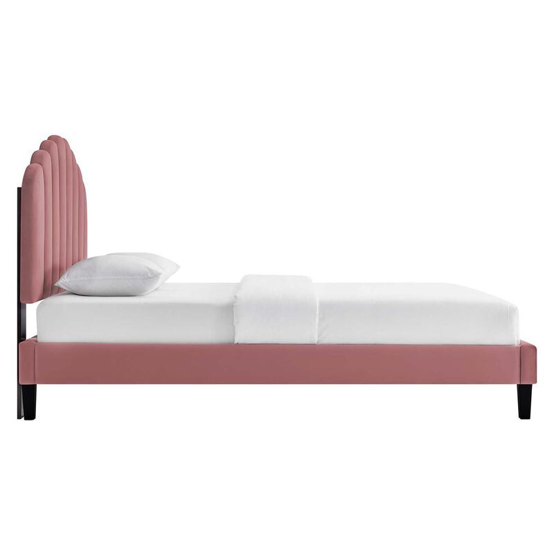 Daisy Performance Velvet Queen Platform Bed image number 1
